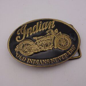 Vintage Indian Old Indians Never Die Metal Belt Buckle